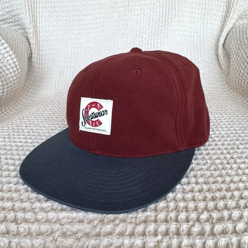Columbia Fleece Bugaboo Hat Burgundy Red One Size Adjustable‎ Cap Outdoor Retro